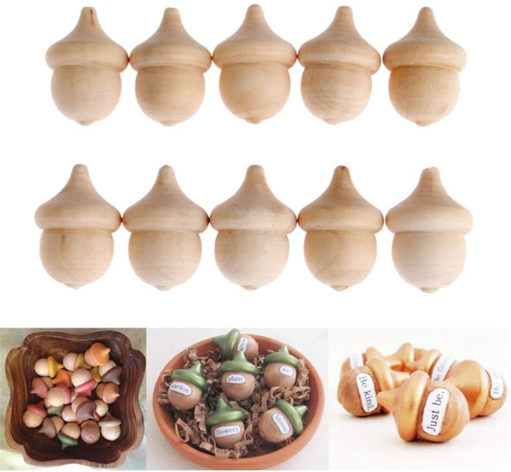 Wooden Montessori Loose Part ACORNS SET OF 10 NATURAL Mandala