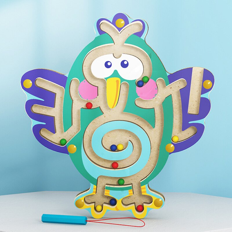 Fidtoy Wooden Magnetic Maze Toy for Toddlers – Montessori STEM Educational Puzzle for Hand-Eye Coordination, Fine Motor Skills, and Early Learning (6-24 Months)