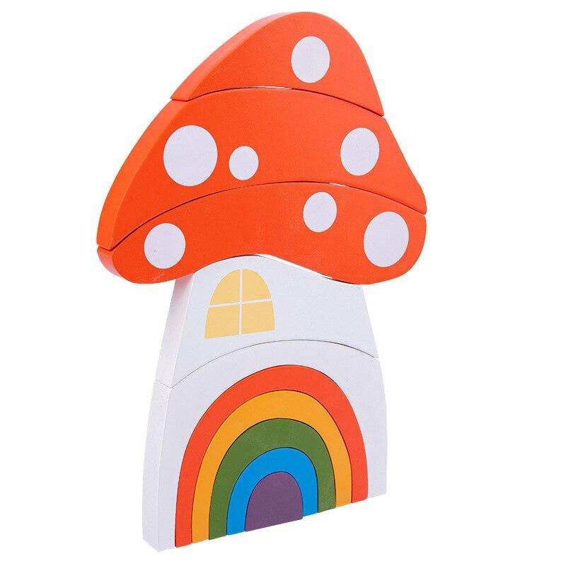 Fidtoy Creative Wooden Blocks Set – Montessori Rainbow Stacking & Imaginative Building Toy