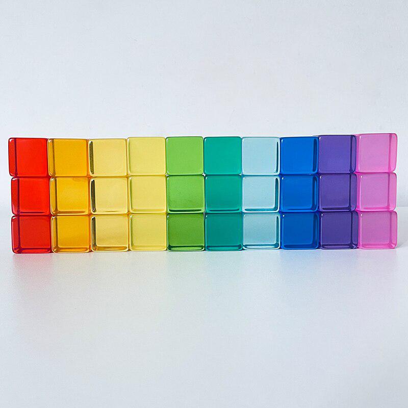 Fidtoy Bloques de Construcción de Colores Claros – Cubos Apilables de Acrílico Transparente para el Juego Educativo de Niños