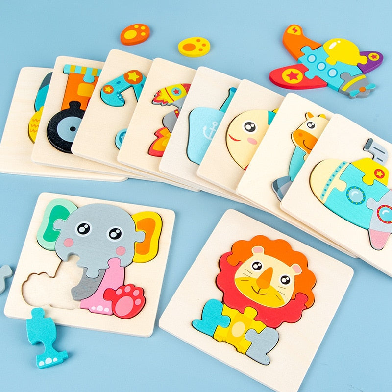 Fidtoy Lot de 6 puzzles en bois jouets d'apprentissage Montessori