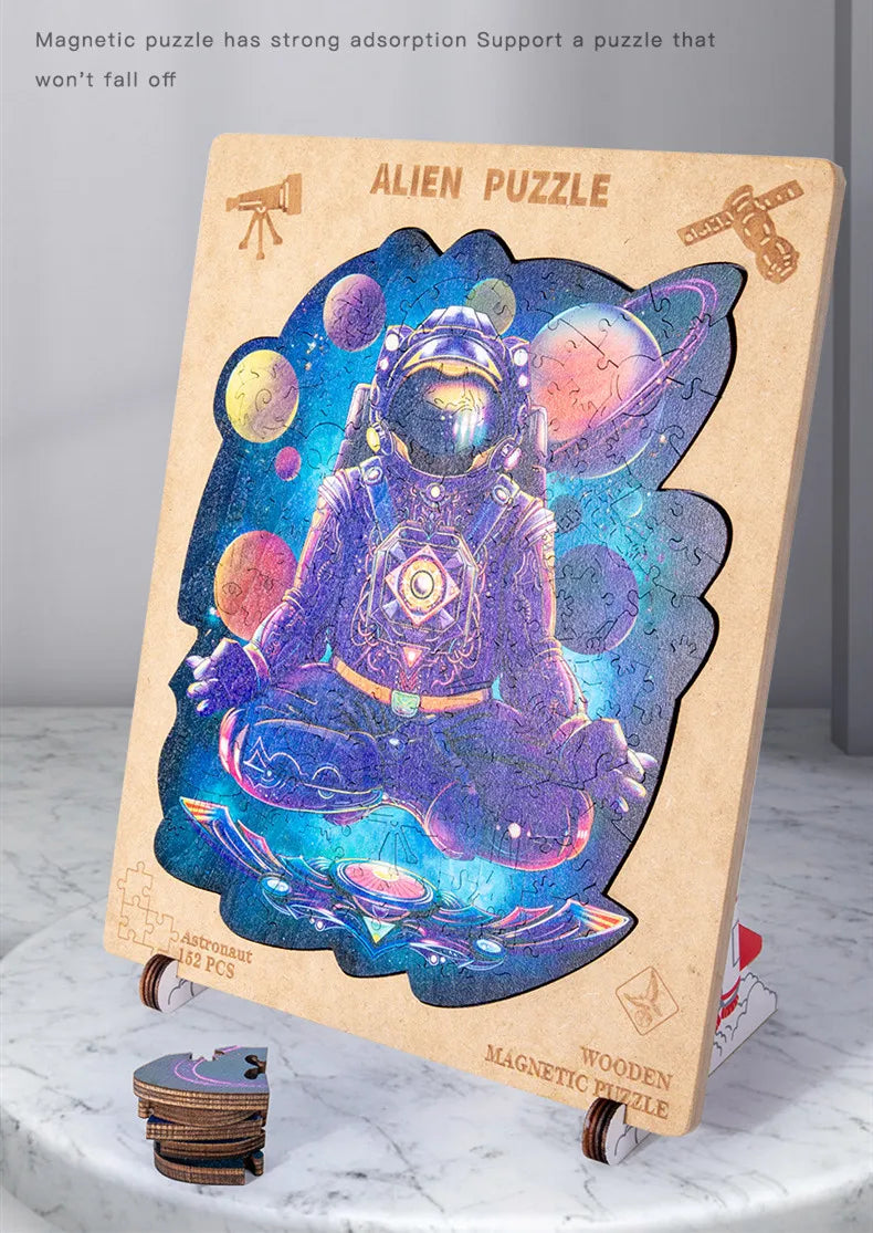 Wooden Magnetic Puzzle For Adult Unique Animal Shape Cut Wood Puzzle