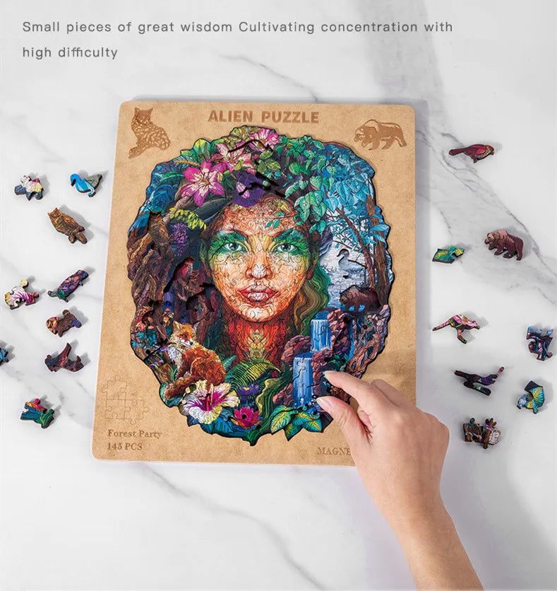 Wooden Magnetic Puzzle For Adult Unique Animal Shape Cut Wood Puzzle