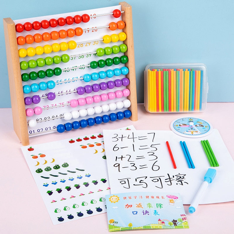 Fidtoy Wooden Montessori Abacus for Kids – Early Math Learning, Counting & Color Recognition Toy for Toddlers Age 3-6