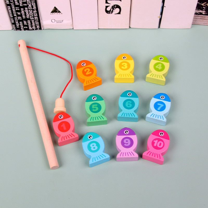 Jouets Éducatifs en Bois Montessori : Jeu de Pêche Nombres et Alphabet