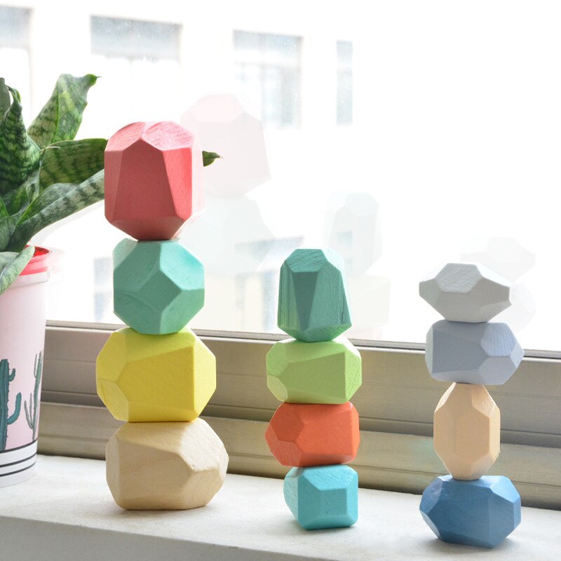 Fidtoy Wooden Stacking Polyhedron Blocks – Montessori Educational Toy for Kids 3+