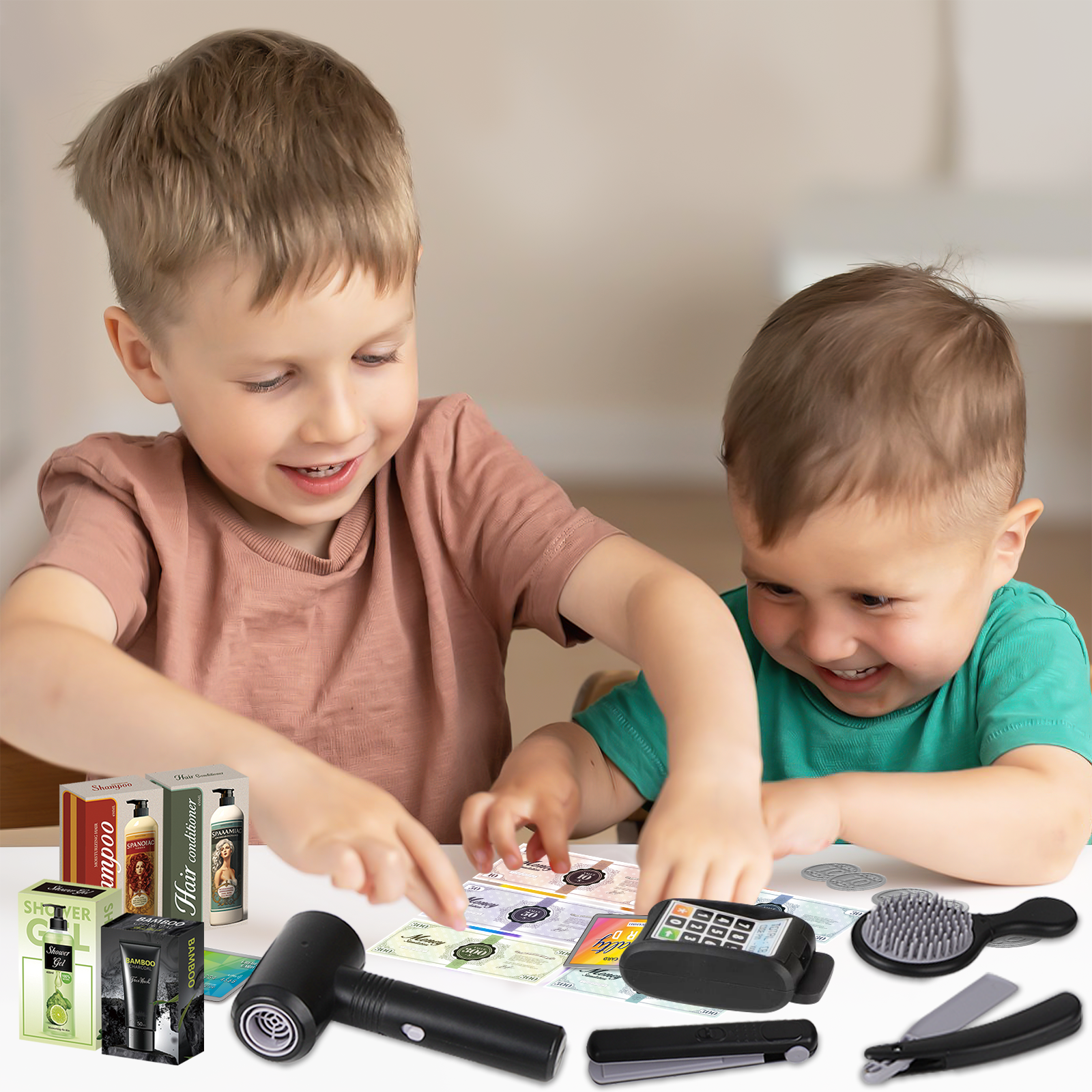 37 PCS Stylist Hairdresser Hairdresser Role Play Set Hairdressing Set with Hair Dryer Electric Hair Clippers Razors Accessories Toys for Kids