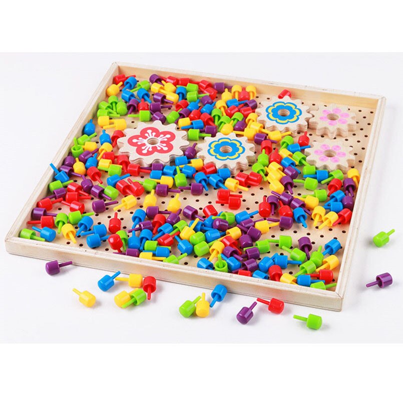 Medium Wooden Mosaic Beads Pegs Board