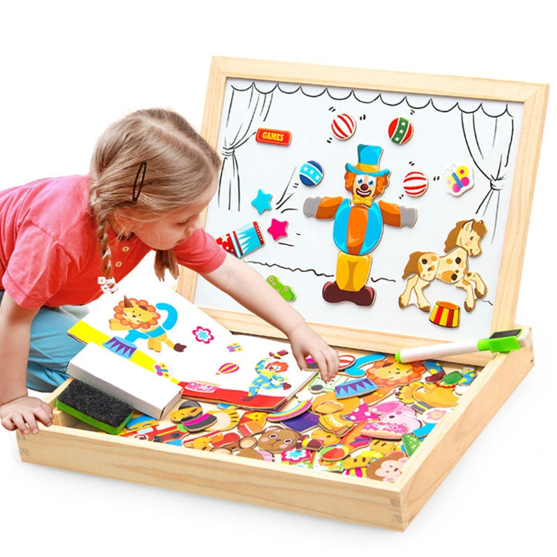 Fidtoy Tableau de Dessin Magnétique Puzzle Jouet pour Enfants 2 ans et plus