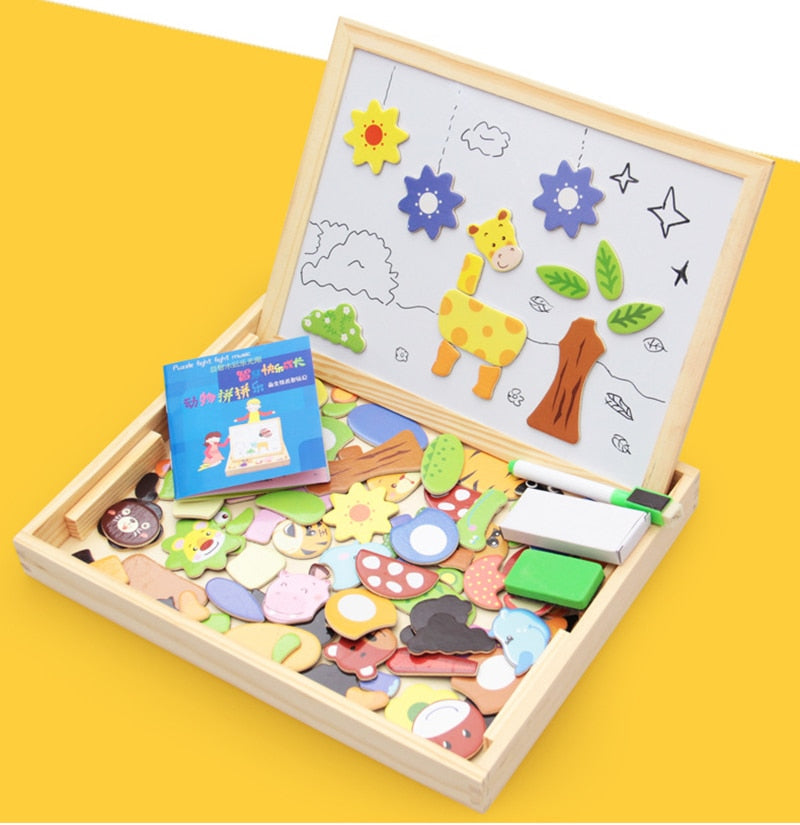 Fidtoy Tableau de Dessin Magnétique Puzzle Jouet pour Enfants 2 ans et plus
