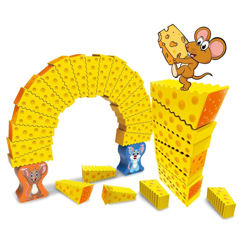 Cheese And Mouse Stacking Building Blocks Game