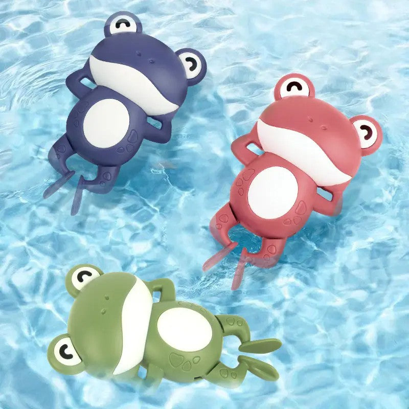 Fidtoy Wind-Up Swimming Frog Bath Toys for Toddlers – Floating Frog Water Toys 3 Pack