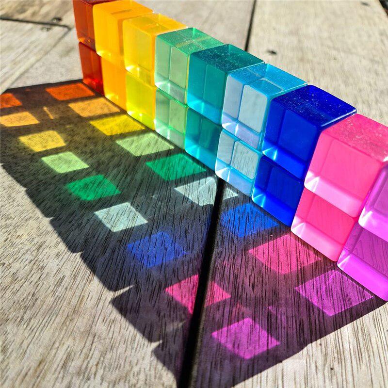 Fidtoy Bloques de Construcción de Colores Claros – Cubos Apilables de Acrílico Transparente para el Juego Educativo de Niños