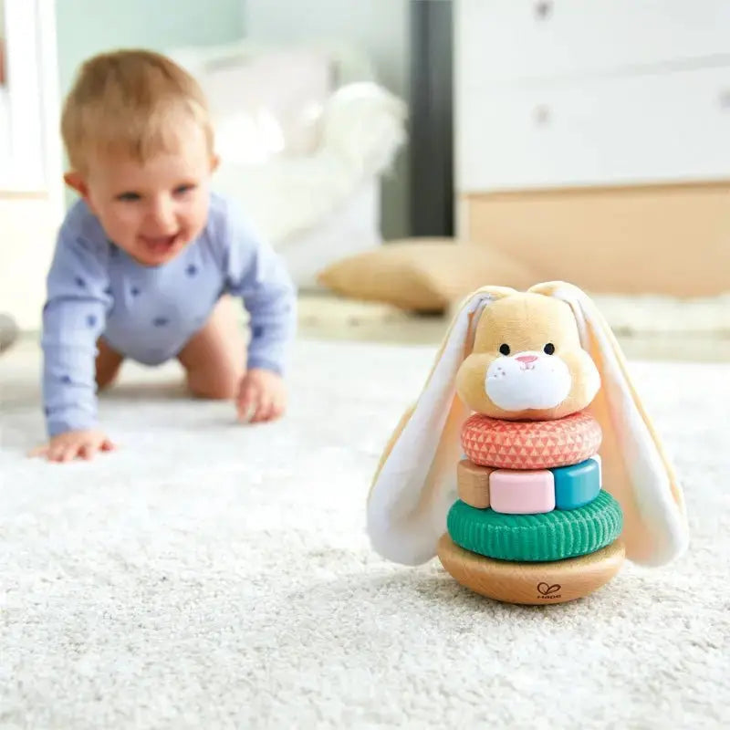 Jouet empilable Fidtoy Lapin Jouet sensoriel d'apprentissage à anneaux pour bébé