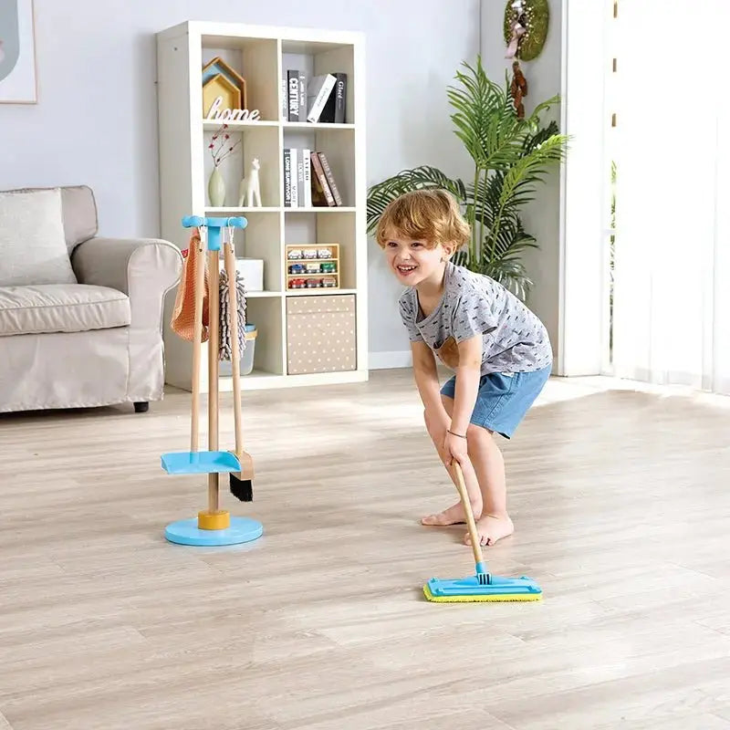 Fidtoy Wooden Cleaning Broom Set Kids Pretend Play Toy Kit