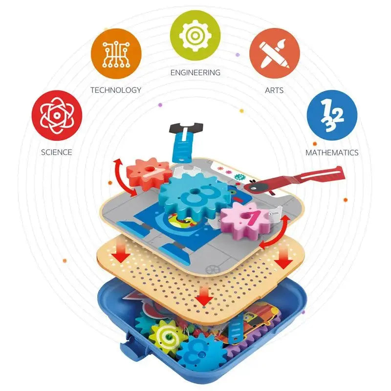 Fidtoy Gear Building STEM Toy Set Kids Pegboard Engineering Kit