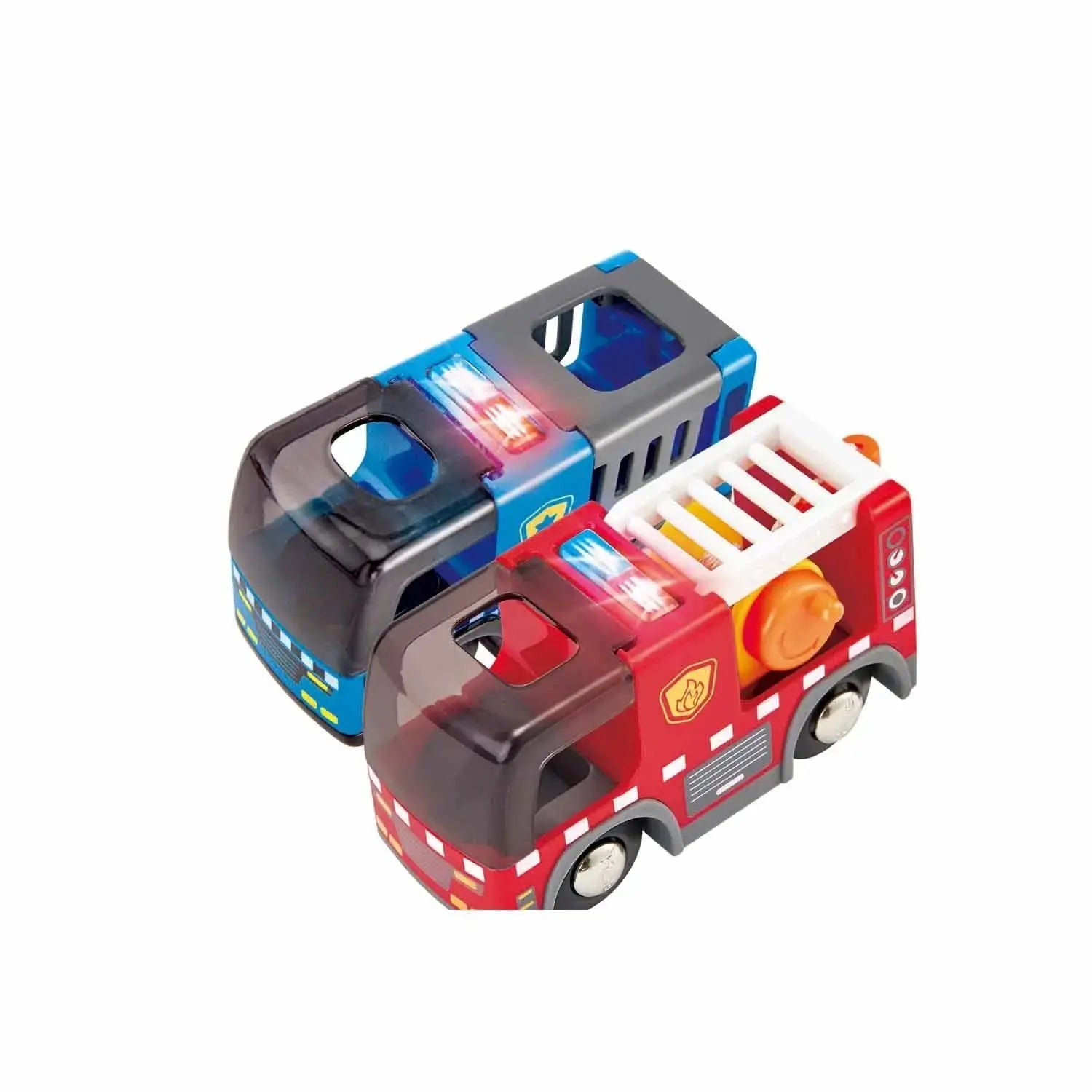 Fidtoy Emergency Services Train Set Wooden Railway Rescue Toy for Kids