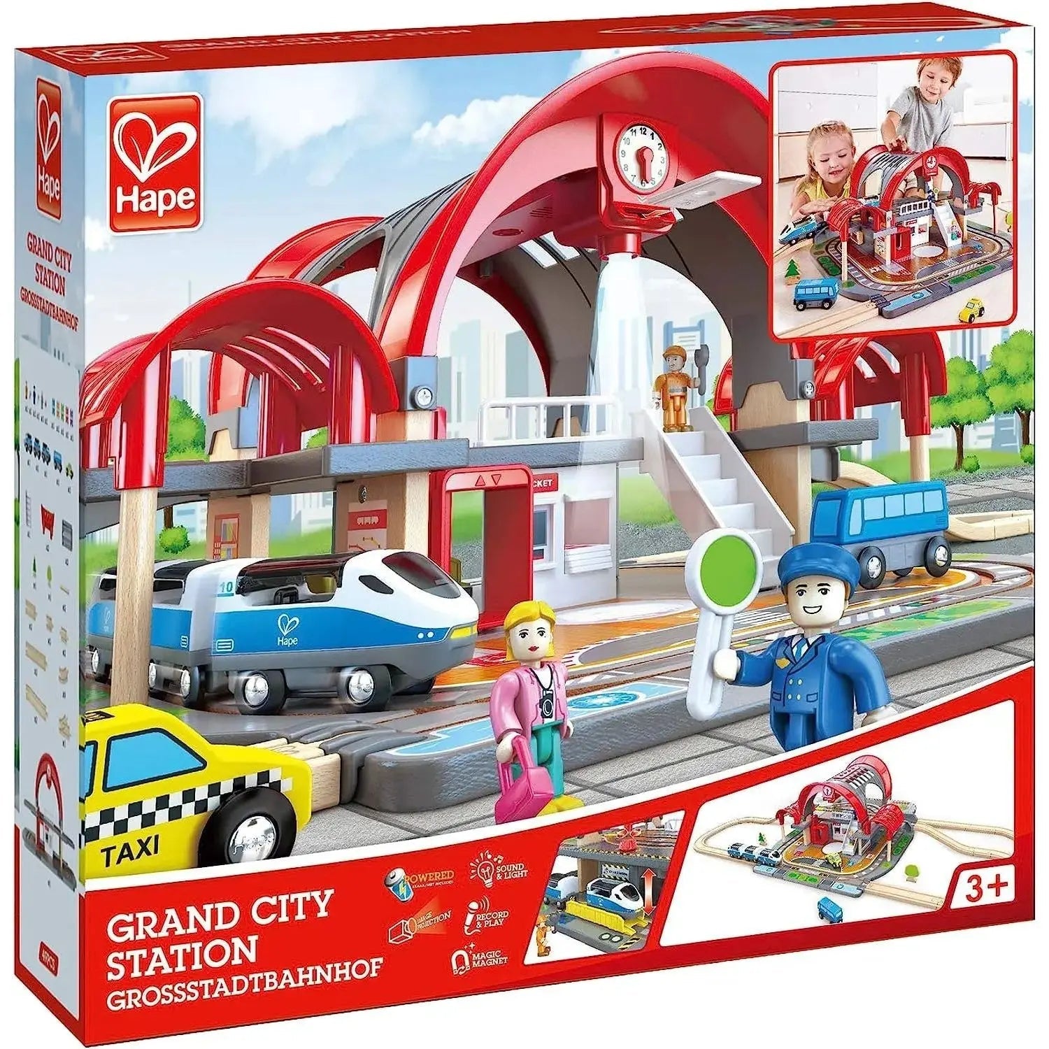 Estación de tren de juguete de madera Fidtoy con vías de tren