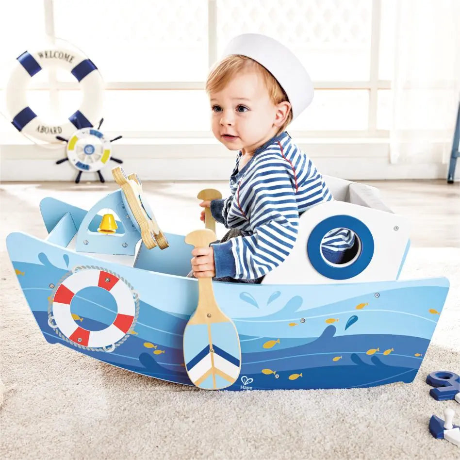 Fidtoy Kids Ride On Boat Toy Rowing Steering Toddler Playset