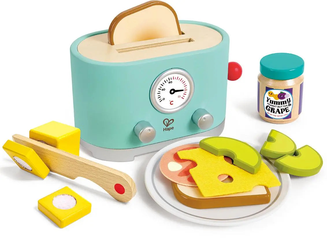 Fidtoy Ensemble de jouets grille-pain en bois pour enfants, jeu d'imitation cuisine et aliments