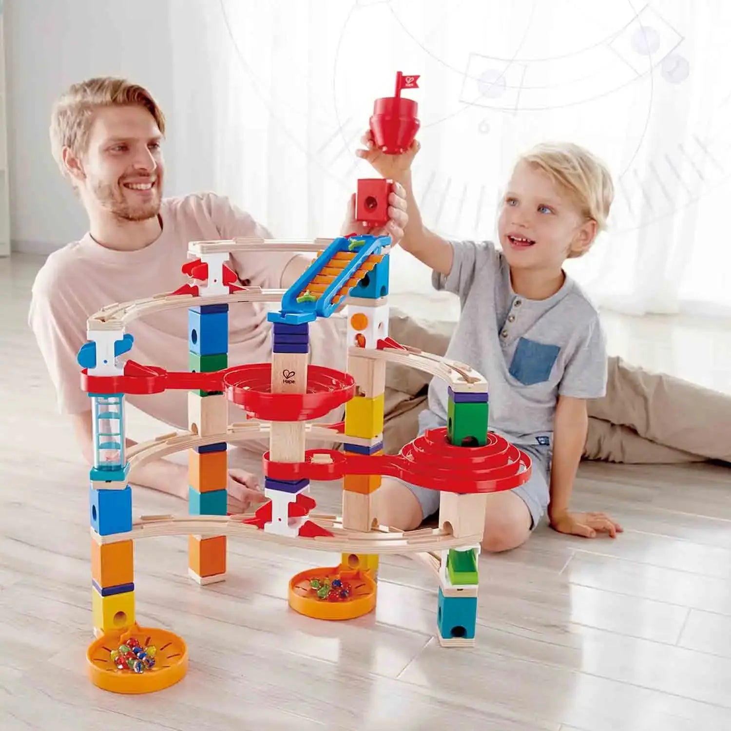 Hape Quadrilla Super Spirals Wooden Marble Run Blocks
