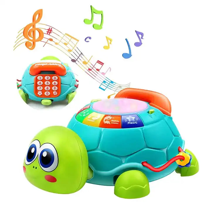 Fidtoy Crawling Musical Turtle Toy for Babies – Interactive Light & Sound Learning Toy for Tummy Time and Early Development