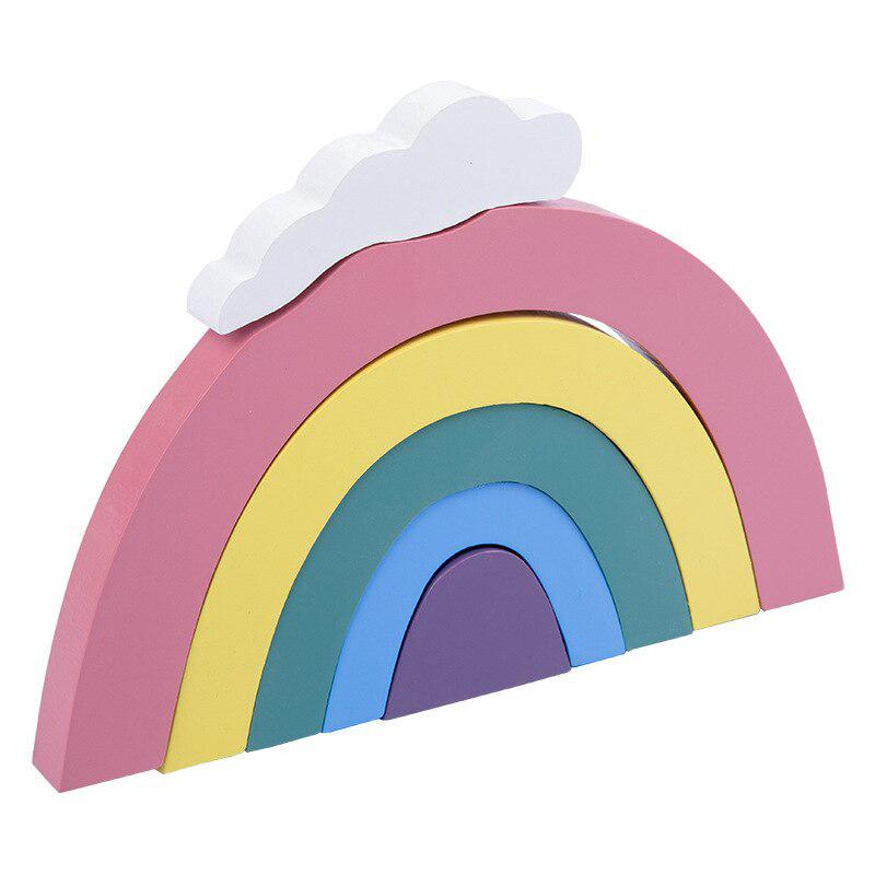 Fidtoy Creative Wooden Blocks Set – Montessori Rainbow Stacking & Imaginative Building Toy