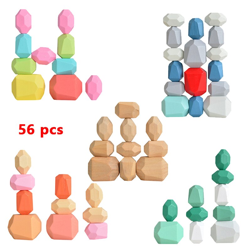 Fidtoy Wooden Stacking Polyhedron Blocks – Montessori Educational Toy for Kids 3+
