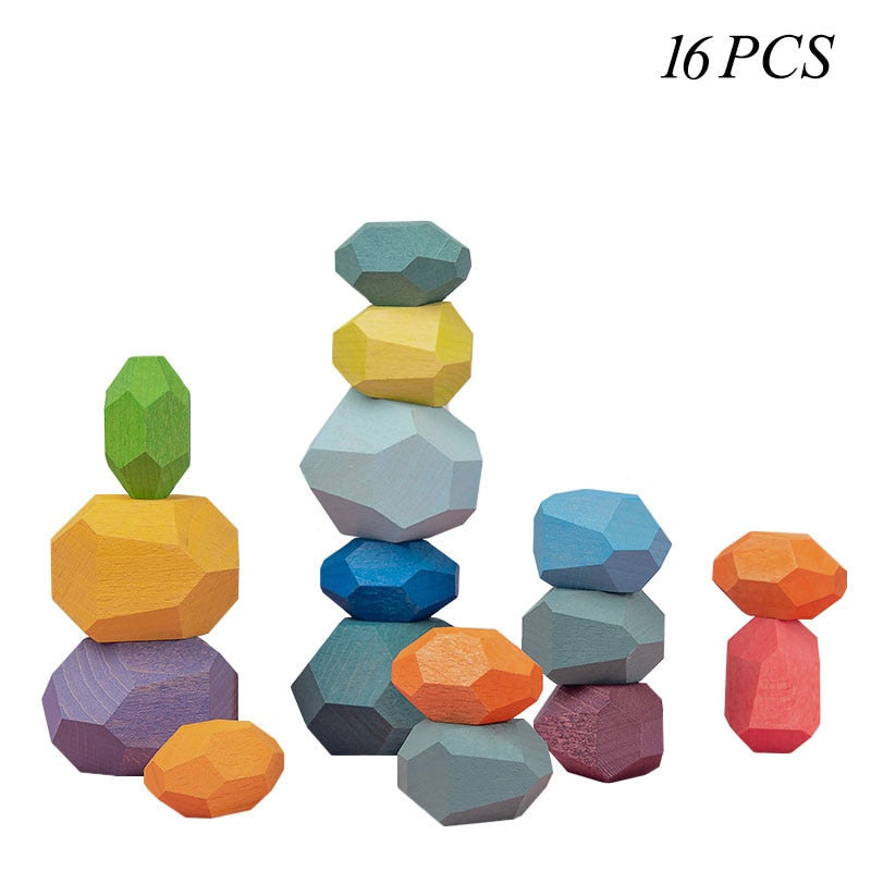 Fidtoy Wooden Stacking Polyhedron Blocks – Montessori Educational Toy for Kids 3+