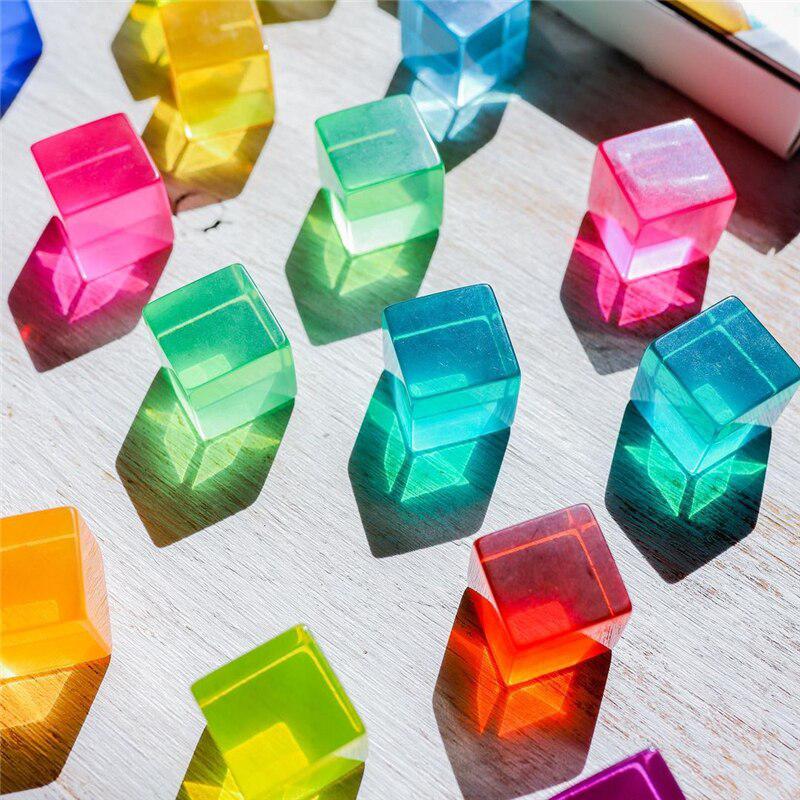 Fidtoy Bloques de Construcción de Colores Claros – Cubos Apilables de Acrílico Transparente para el Juego Educativo de Niños