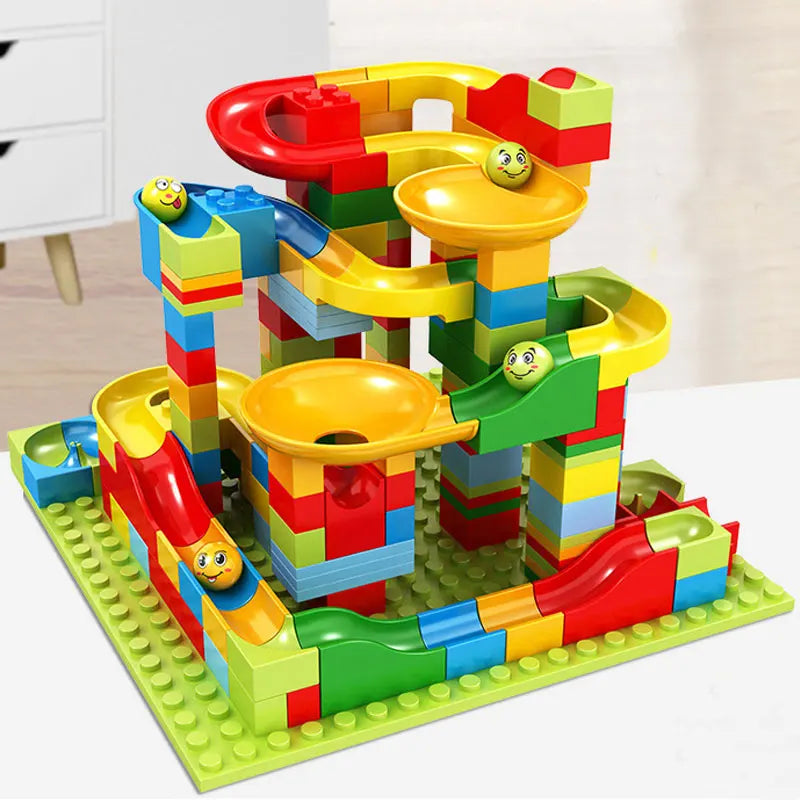 Fidtoy Slideway Blocs de Construction 206 Pièces – Jeu de Construction de Circuit de Billes pour Enfants 6+
