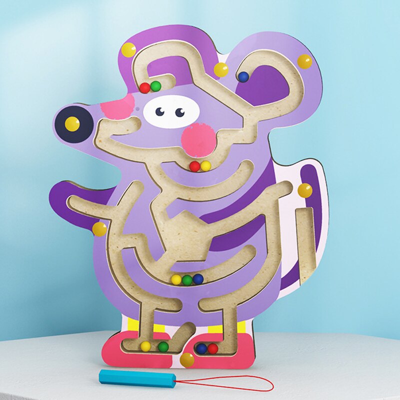 Fidtoy Wooden Magnetic Maze Toy for Toddlers – Montessori STEM Educational Puzzle for Hand-Eye Coordination, Fine Motor Skills, and Early Learning (6-24 Months)
