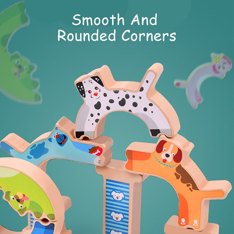 Wooden Kids Animal Balance Building Blocks Toy