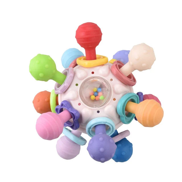 Fidtoy Baby Sensory Teething Rattle Toy – Silicone Montessori Sensory Toy for Infants 0–12 Months