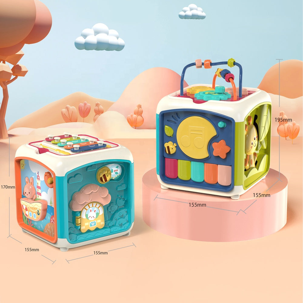 Fidtoy Interactive Baby Activity Cube – Musical Sensory Learning Cube with Piano Keys, Xylophone, Shape Sorting, Motion Sounds, Lights, and 28+ Melodies