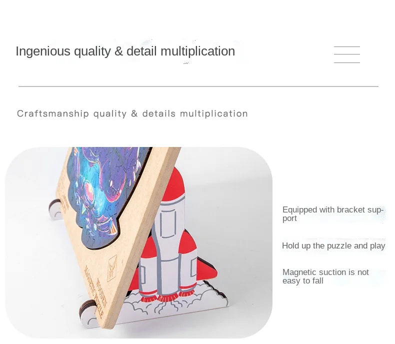 Wooden Magnetic Puzzle For Adult Unique Animal Shape Cut Wood Puzzle