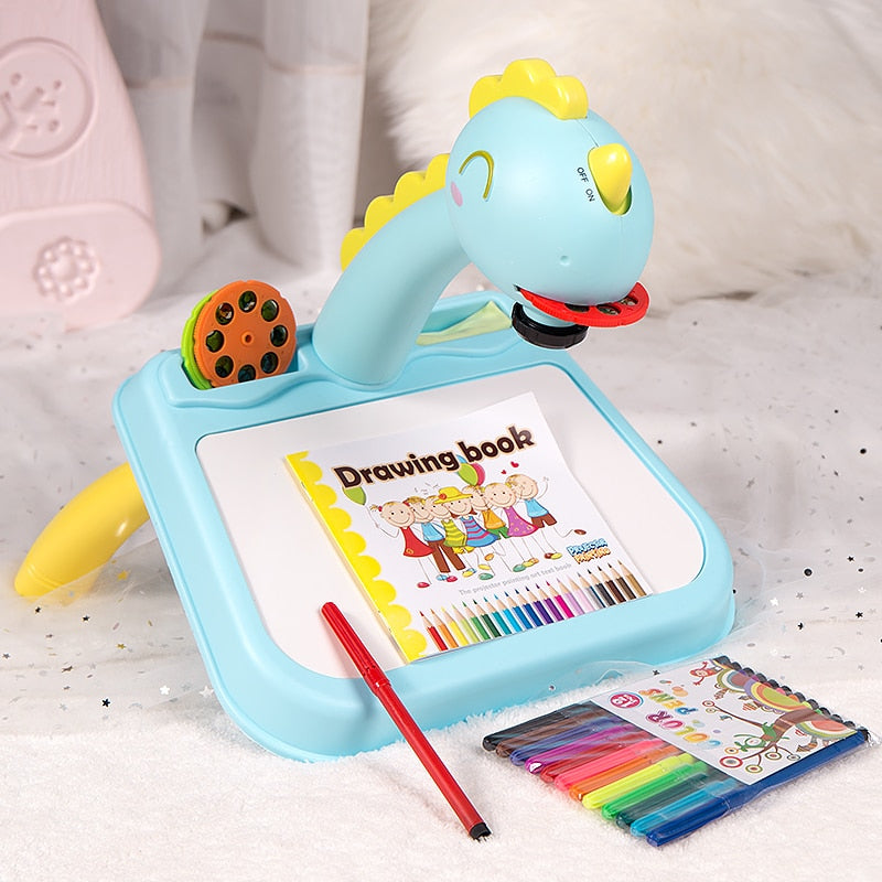 Fidtoy Kids Drawing Projector Table Art Tracing Toy with Markers and 72 Pictures
