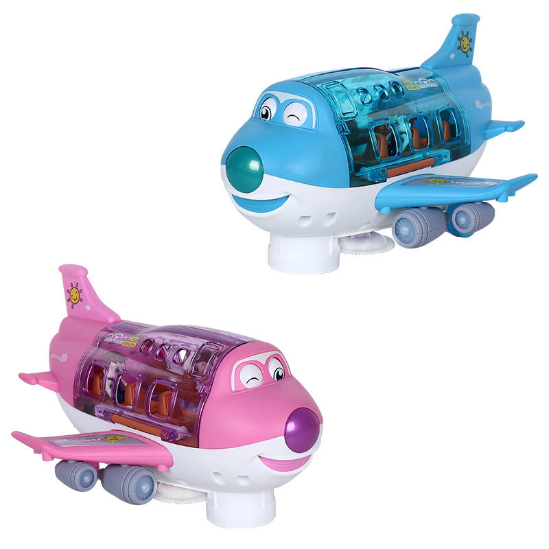 Fidtoy Musical Airplane Toy with Lights Sounds and Automatic Bump & Go Movement for Kids