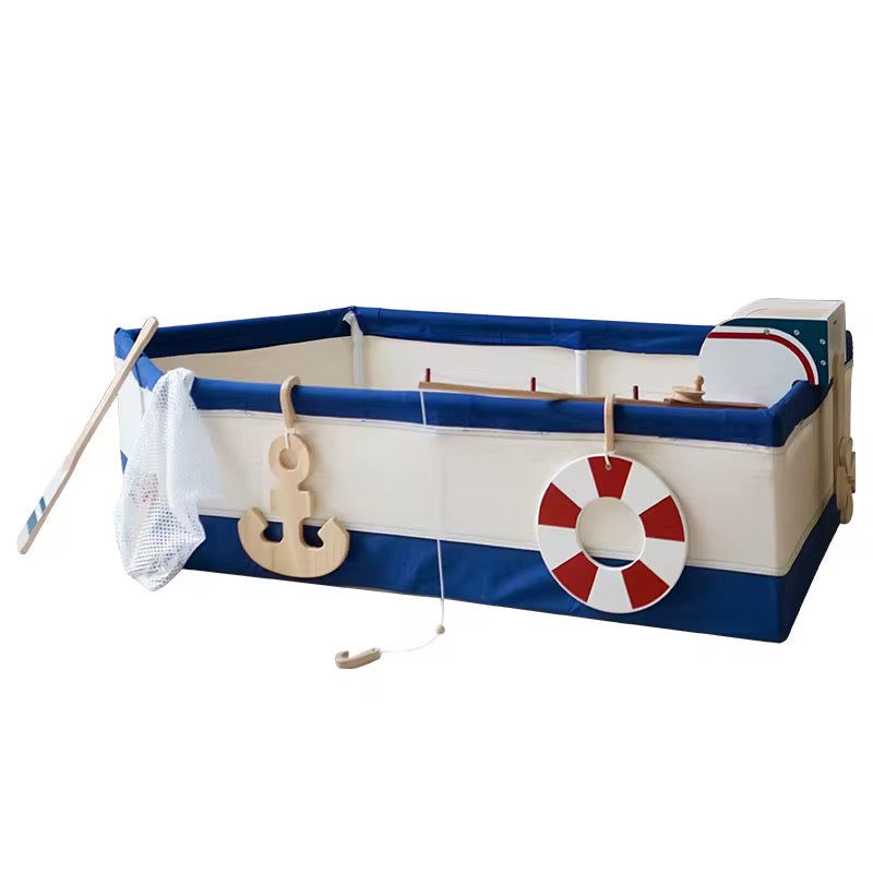Wooden Fishing Boat Pretend Play Set for Kids – Montessori Ocean Adventure Toy with Rod, Fish & Accessories | Eduspark Toys