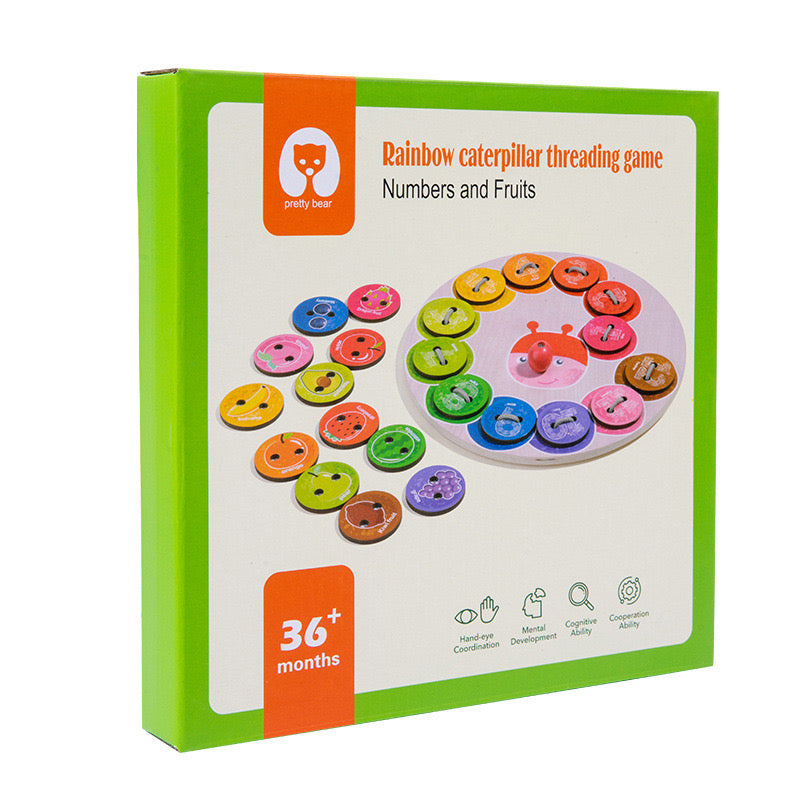 Rainbow Caterpillar Threading Game - The best fine motor toys