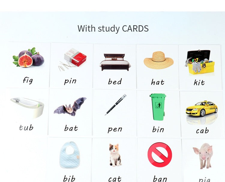 Spin and Read Phonic CVC Word Game with Montessori Three Parts Card Spelling Learning Toy