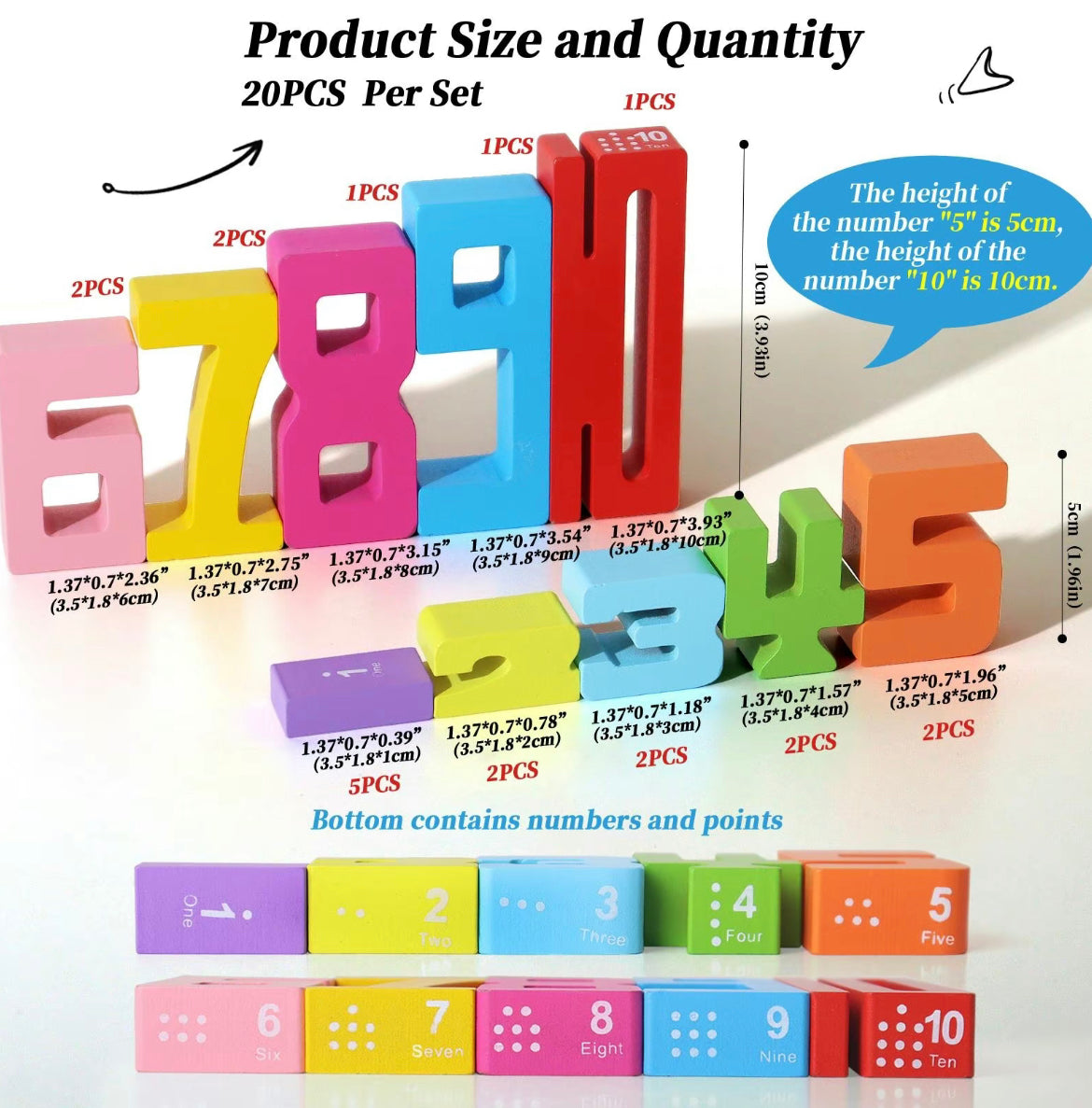 Wooden Number Stacking Game – Montessori Educational Toy for Kids