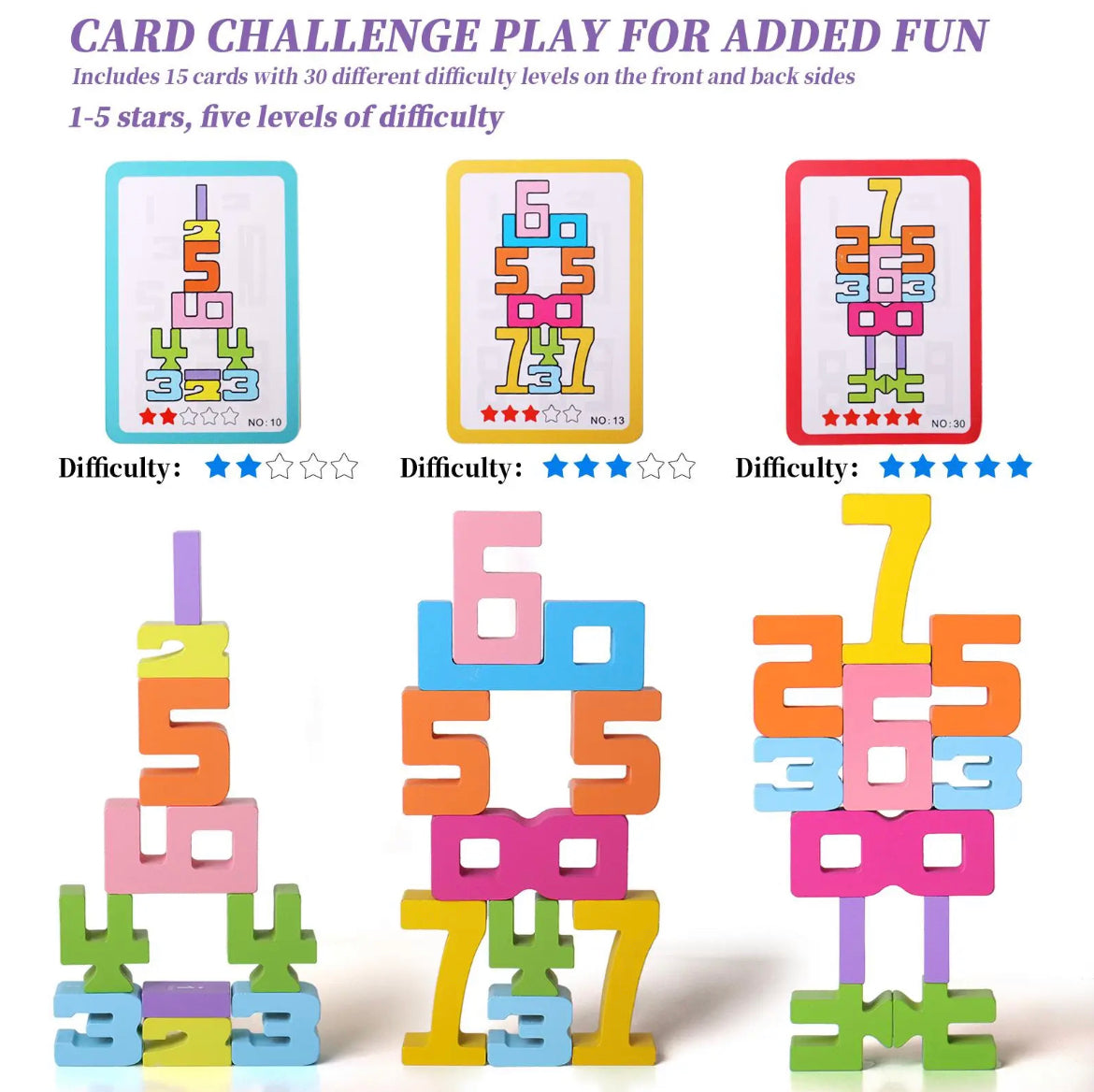 Wooden Number Stacking Game – Montessori Educational Toy for Kids