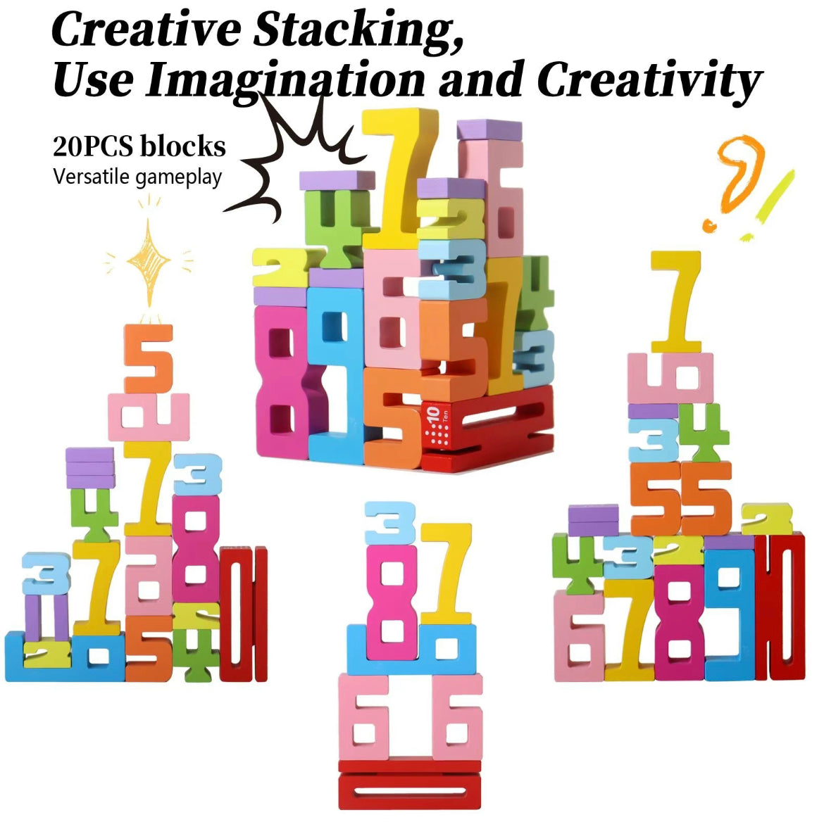 Wooden Number Stacking Game – Montessori Educational Toy for Kids