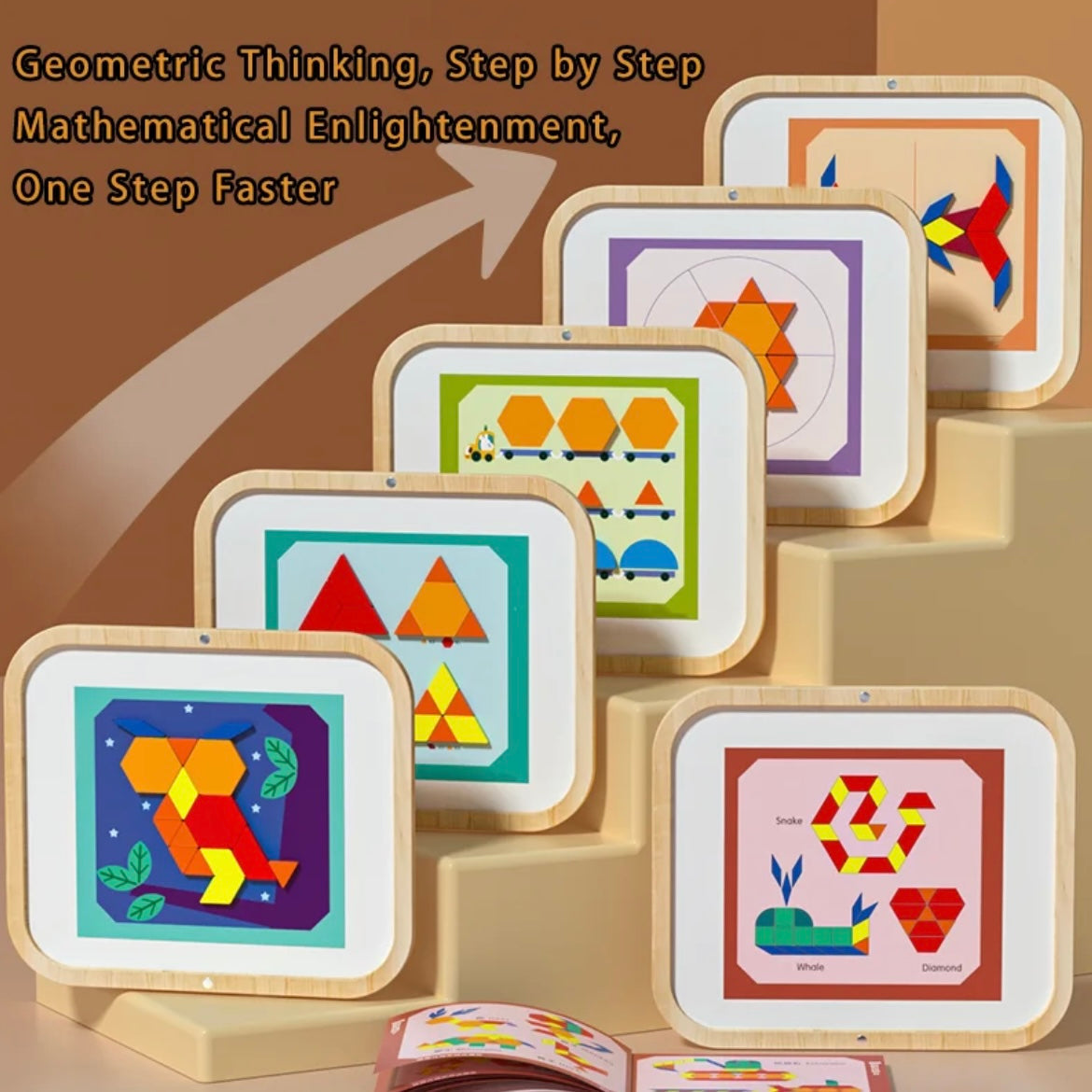 Wooden Magnetic Pattern Blocks – 288 Pieces Montessori Puzzle Toy for Kids Ages 4–8