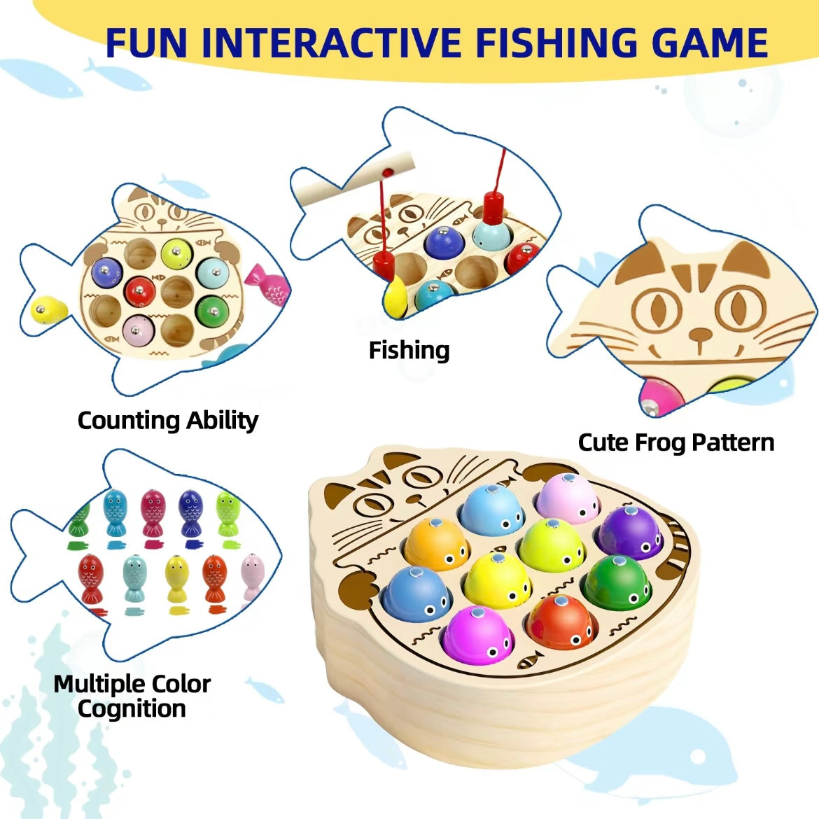 Montessori Magnetic Wooden Fishing Game – Color Sorting Toy for Toddlers