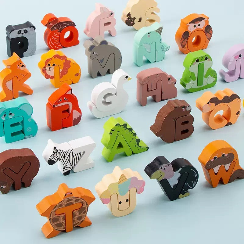 Wooden Animal Alphabet Puzzle – A to Z Learning Toy for Kids
