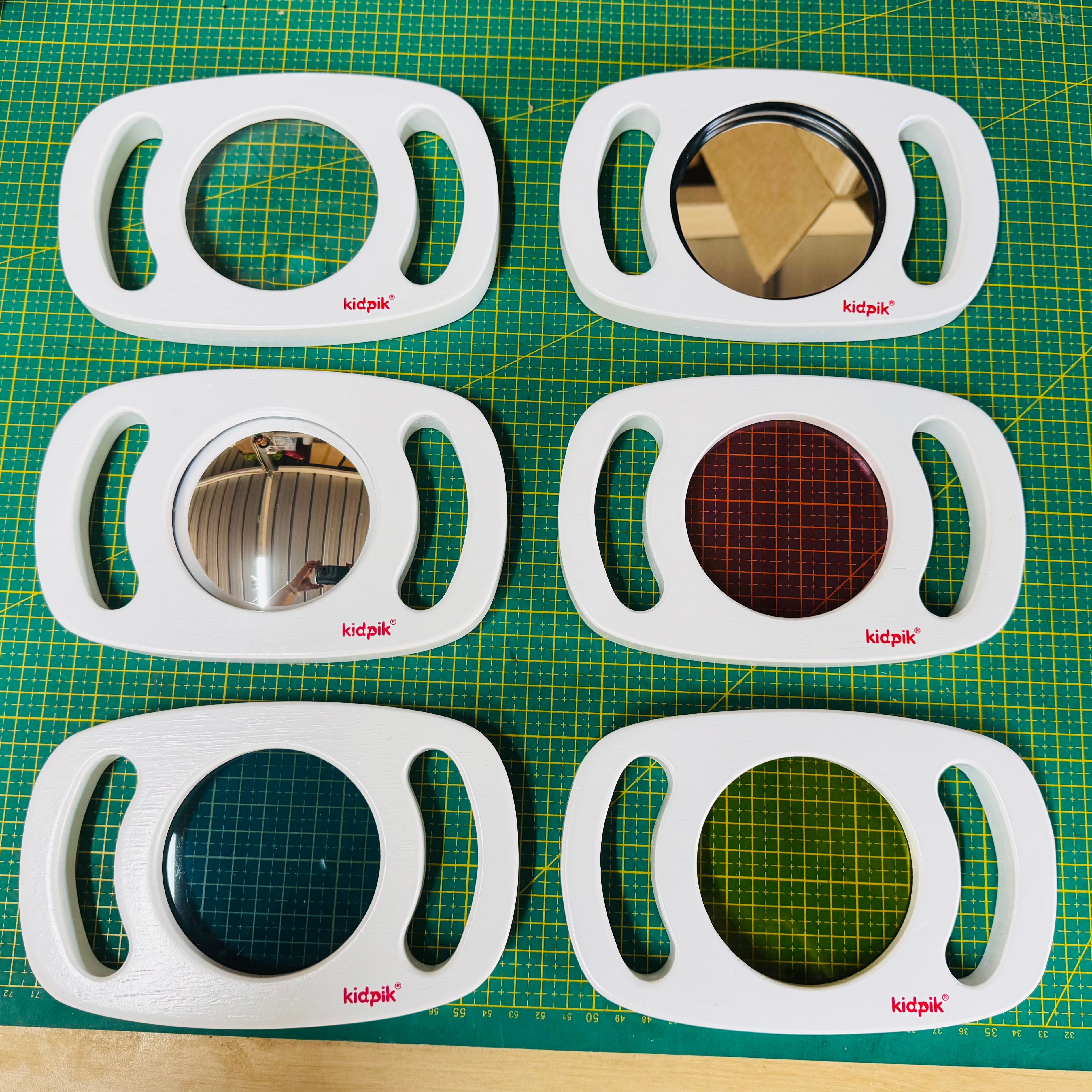 6pcs Two-Handed Wooden Magnifying Glass Mirror Sensory Kids SET of 6