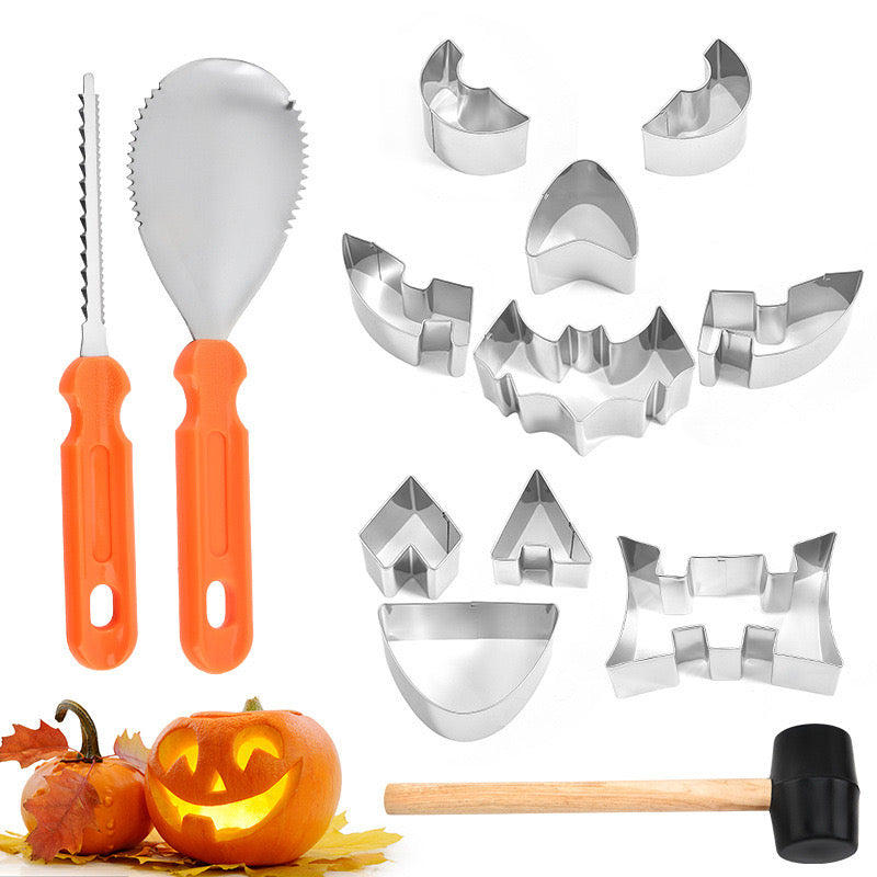 Pumpkin Carving Tools ,Stainless Steel Halloween Cutter Sculpting Kids Tool WITH STENCILS