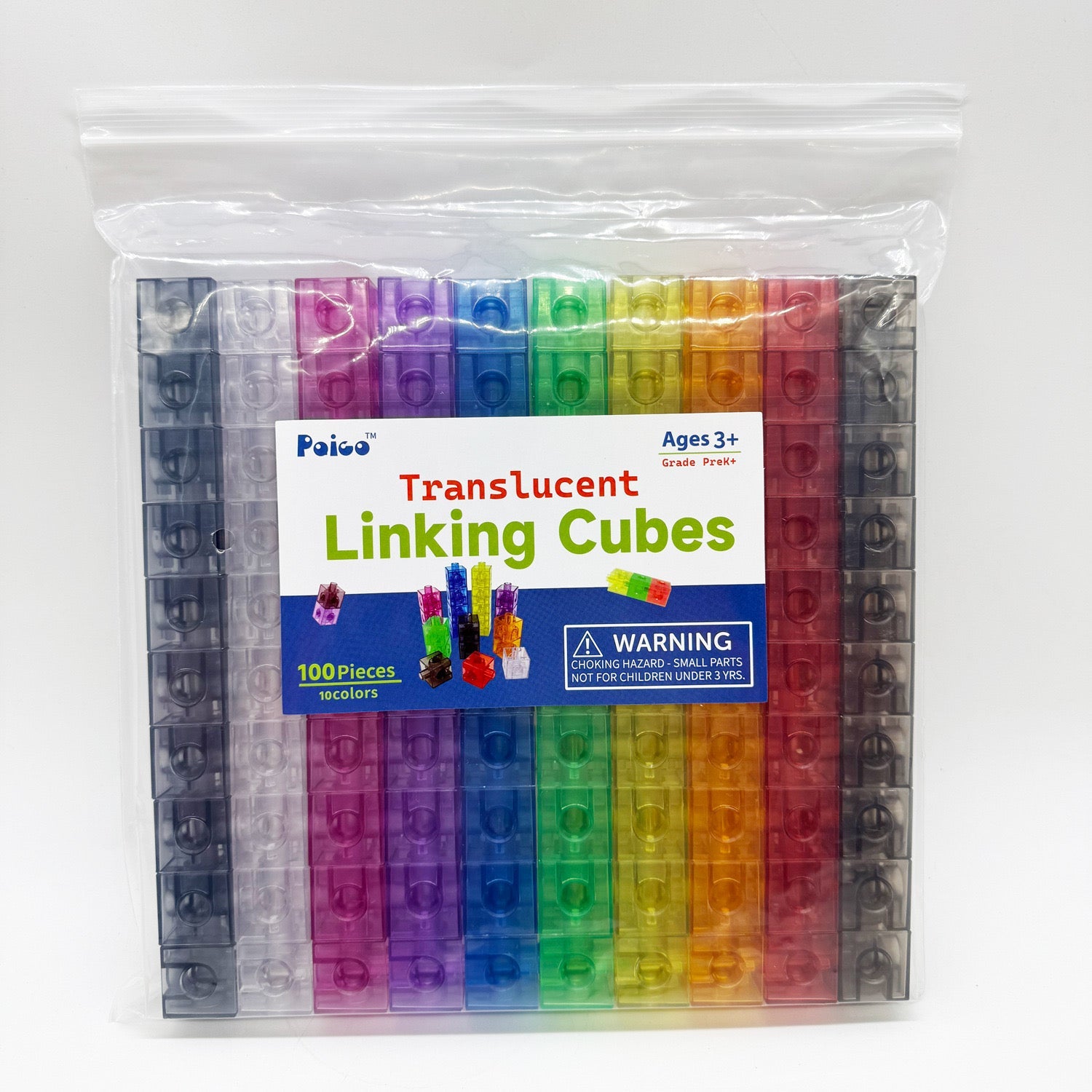 100 Math Cubes Transparent Rainbow Linking Cubes Number Blocks